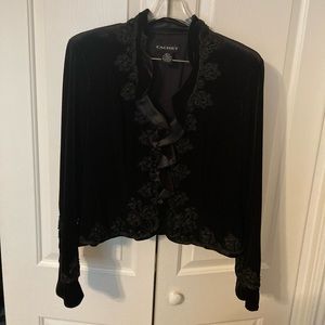 Cachet formal velvet and satin embroidered jacket.
